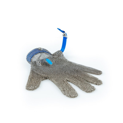 Guante de acero inoxidable 5 dedos con banda plástica reversible